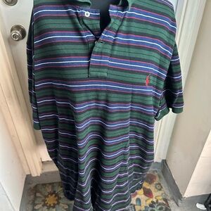 Vintage Ralph Lauren Green Striped Polo Shirt